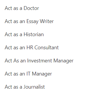 List of some personas