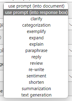 List of different prompts